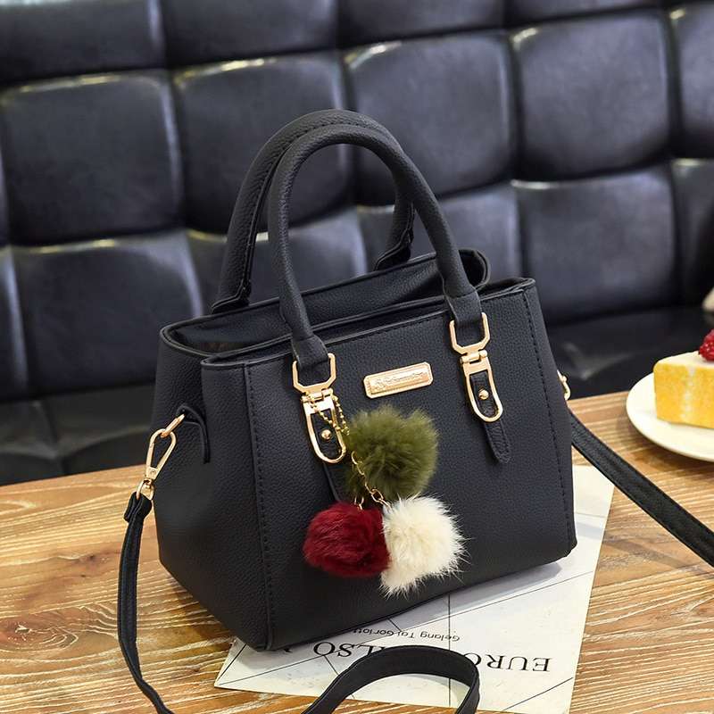 Fashion High Quality Women Handbag Large Capacity PU Leather Ladies Shoulder Bag Messenger Bag With Hairball Travel Bag 30#9