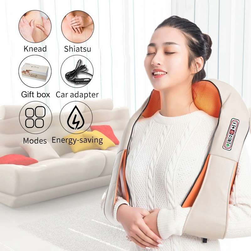 U Shape Electrical Shiatsu Back Neck Shoulder Body Massager Infrared Heated 4D Kneading Car/Home Massagem