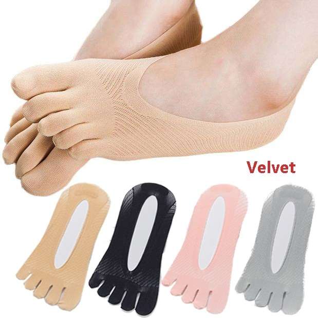 Women Five Toes Breathable Socks Velvet Ultrathin Five-finger Invisible  Anti-skid Anti-friction Boat Sock Ankle Socks