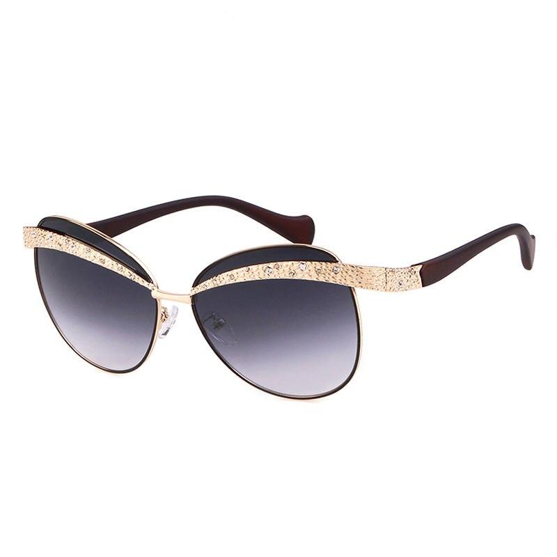 WHO CUTIE Designer Sunglasses Women 2018 High Quality Brand Vintage Cool Gold Eyebrow Frameless Lady Sun Glasses OM687